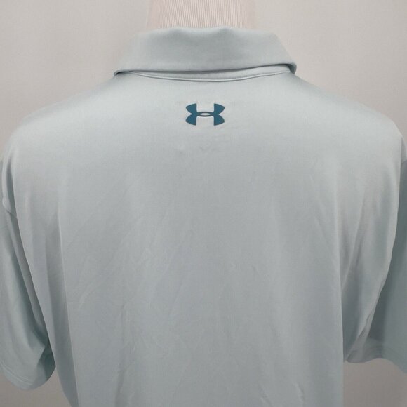 Under Armour Mens XL Extra Large Playoff Polo Shirt HeatGear Loose Fit Light Blu - Picture 3 of 5